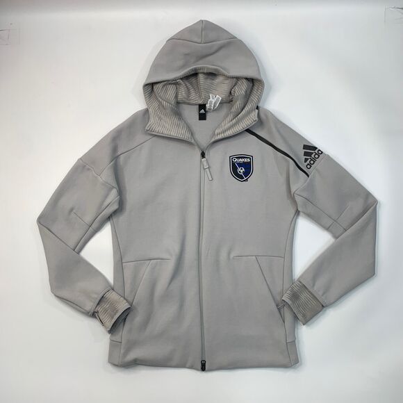 Adidas San Jose Earthquakes Hoodie Mens M Medium Ash Grey Performance Quakes - Picture 2 of 11